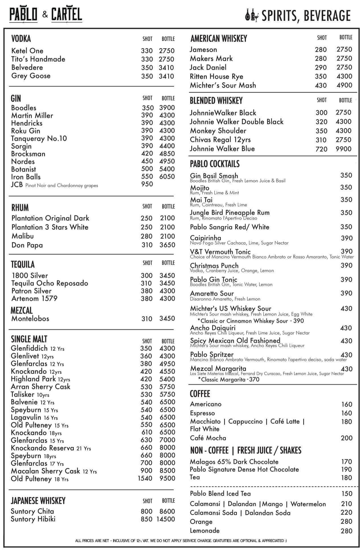 wine list